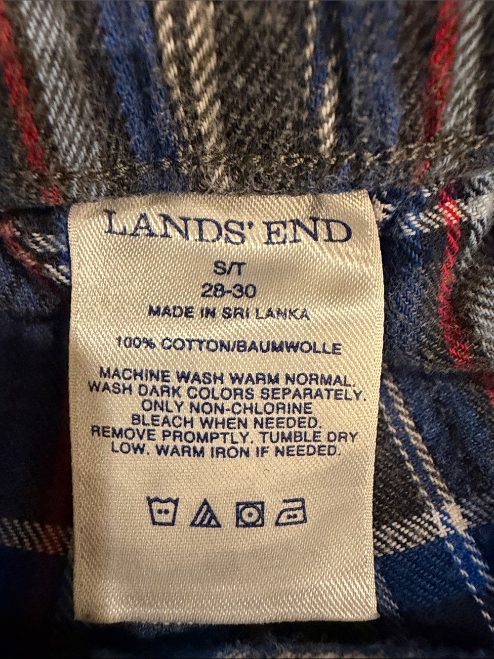 LANDS END MEN'S GRAY BLUE, RED & WHITE PLAID LOUNGE PANTS SIZE SMALL/TALL - Picture 2 of 8